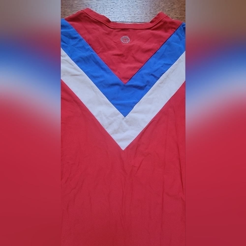 Tory Burch Sport Cheveron Top Colorblock Red White Blue - Picture 6 of 7